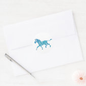 Sticker Rond Zebra Silhouette Bleu et Blanc (Enveloppe)