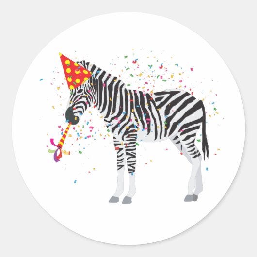 Sticker Rond Zèbre - Animaux ayant une fête (Devant)
