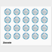 Sticker Rond Zèbre bleu et blanc avec Monogramme (Feuille)