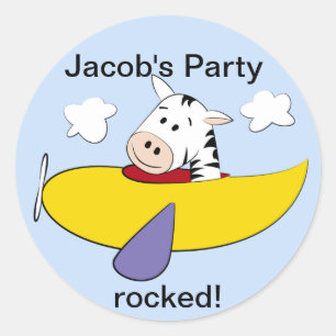 Sticker Rond Zèbre dans les avions colorés enfants