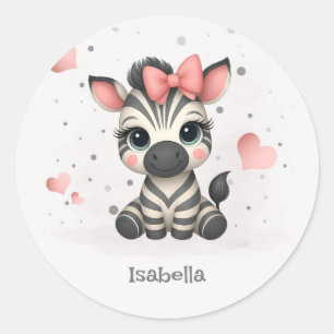 Sticker Rond Zèbre de dessin animé adorable