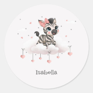 Sticker Rond Zèbre de dessin animé adorable