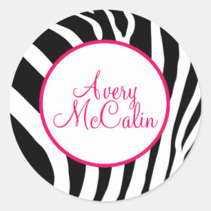 Sticker Rond Zèbre en rose - Customisé