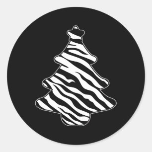 Sticker Rond Zèbre Imprimer Arbre de Noël Pyjama Joyaux animaux