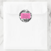 Sticker Rond Zèbre noir et blanc Imprimer avec rose chaud Anniv (Sac)