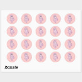Sticker Rond Zèbre rose (Feuille)