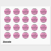 Sticker Rond Zèbre rose avec initiales (Feuille)