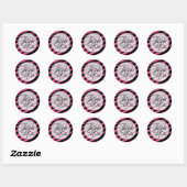 Sticker Rond Zèbre rose chaud | MERCI (Feuille)