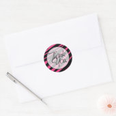 Sticker Rond Zèbre rose chaud | MERCI (Enveloppe)