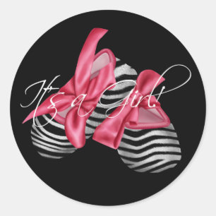 Sticker Rond Zèbre Rose Élégant C'est une Fille