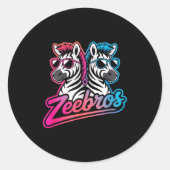 Sticker Rond Zeebros Cute Zebra Duo Design For Zebros Lovers (Devant)