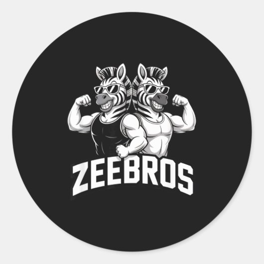 Sticker Rond Zeebros Cute Zebra Duo Design For Zebros Lovers  (Devant)