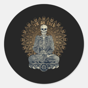 Sticker Rond Zen As Drôle Bouddhiste Yoga Squelette Méditation