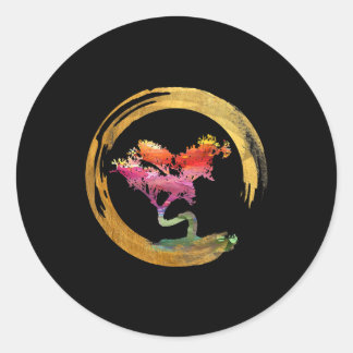 Sticker Rond Zen Bonsai Arbre japonais Cercle Enso Art asiatiqu
