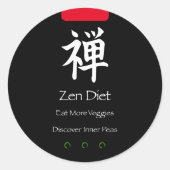 Sticker Rond Zen Diet Mangez plus Légume Black BG (Devant)