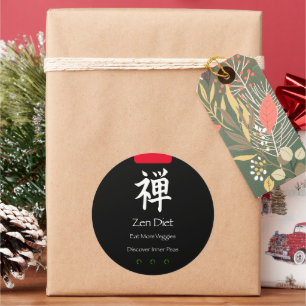 Sticker Rond Zen Diet Mangez plus Légume Black BG