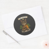 Sticker Rond Zen Master Cat Funny Chill Gray Tabby Cat Gift  (Enveloppe)