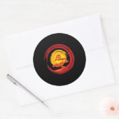 Sticker Rond Zen Rising Sun Bonsai Tree Japonais Calligraphie (Enveloppe)