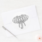 Sticker Rond Zentangle a inspiré l'éléphant (Enveloppe)