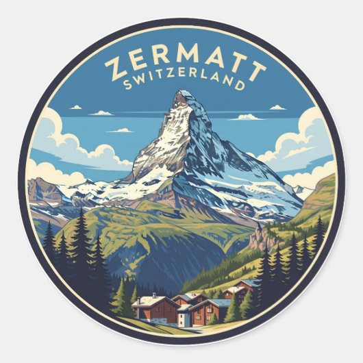 Sticker Rond Zermatt Suisse Matterhorn (Devant)