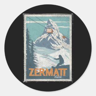 Sticker Rond Zermatt Suisse Ski Winter Snowboard Ski