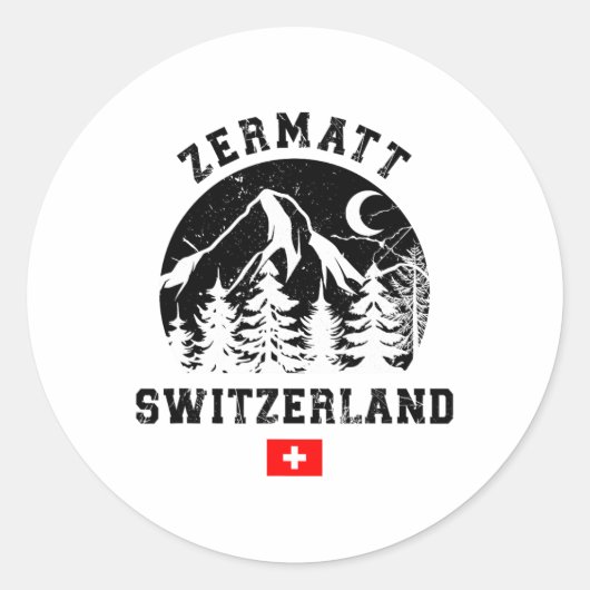 Sticker Rond Zermatt Switzerland Ski Resort Alps Alpine Skiing  (Devant)