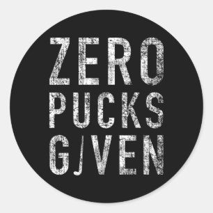 Sticker Rond Zéro palets donnés drôle moche pun bâton de hockey
