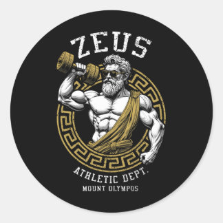 Sticker Rond Zeus Gym Athletic Département Funny Grec Dieu Work