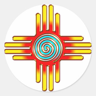 Sticker Rond Zia Sun - Zia Pueblo - Nouveau-Mexique