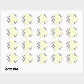 Sticker Rond ZigZag géométrique jaune et argent (Feuille)