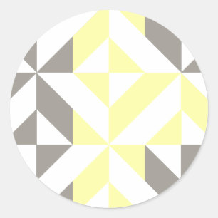 Sticker Rond ZigZag géométrique jaune et argent
