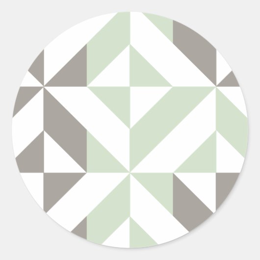 Sticker Rond ZigZag géométrique Sage Green et Silver (Devant)