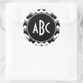 Sticker Rond Zigzag noir et blanc gris monogramme (Sac)