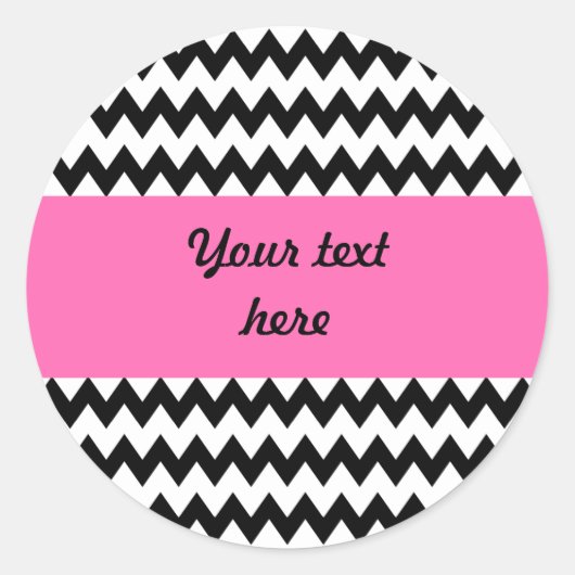 Sticker Rond Zigzag noir et blanc personnalisé (Devant)