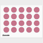Sticker Rond Zigzag rouge et bleu clair (Feuille)