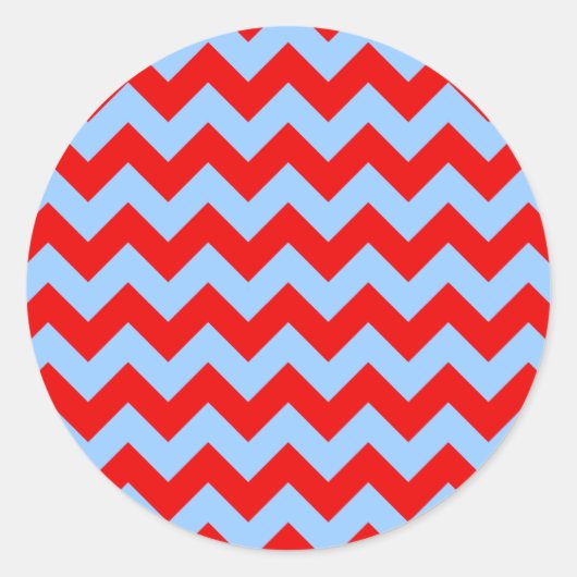 Sticker Rond Zigzag rouge et bleu clair (Devant)
