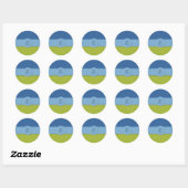 Sticker Rond Zigzag vert, Zigzag bleu, Chevron, Monogramme (Feuille)