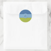 Sticker Rond Zigzag vert, Zigzag bleu, Chevron, Monogramme (Sac)