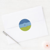 Sticker Rond Zigzag vert, Zigzag bleu, Chevron, Monogramme (Enveloppe)