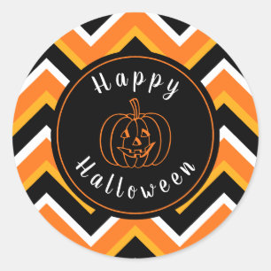 Sticker Rond Zigzags blancs d'orange noire d'Halloween