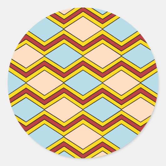 Sticker Rond Zigzags et diamants Art Abstrait (Devant)