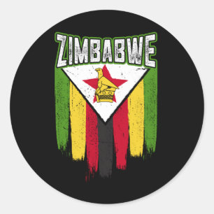 Sticker Rond Zimbabwe Drapeau Idée cadeau Zimbabwe