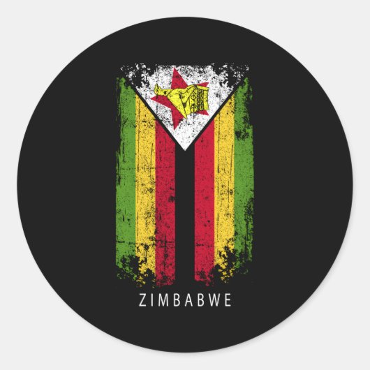 Sticker Rond Zimbabwe Pays Drapeau Zimbabwe (Devant)