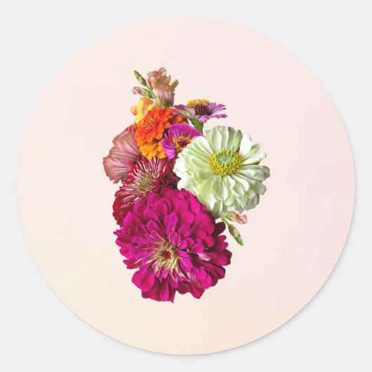 Sticker Rond Zinnia Bouquet (Devant)