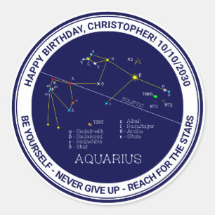Sticker Rond Zodiac Constellation Aquarius