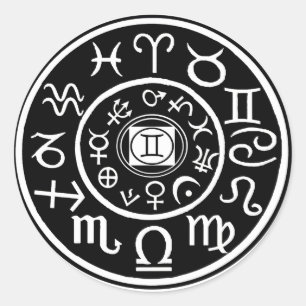 Sticker Rond Zodiac - Constellation Gemini et conception planét