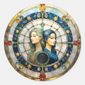 Sticker Rond Zodiac - Gemini Les Jumeaux (Devant)