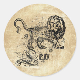 Sticker Rond Zodiac Leo Vintage
