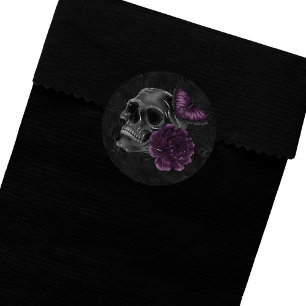 Sticker Rond Zodiac Magie   Plum violet foncé Roses de crâne go