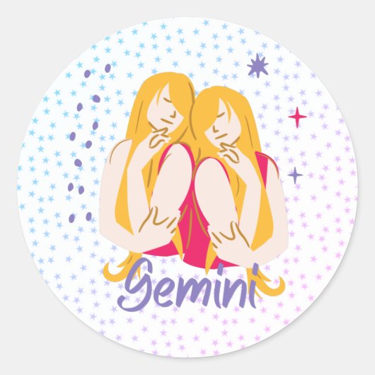 Sticker Rond Zodiac moderne Gemini Twins (Devant)